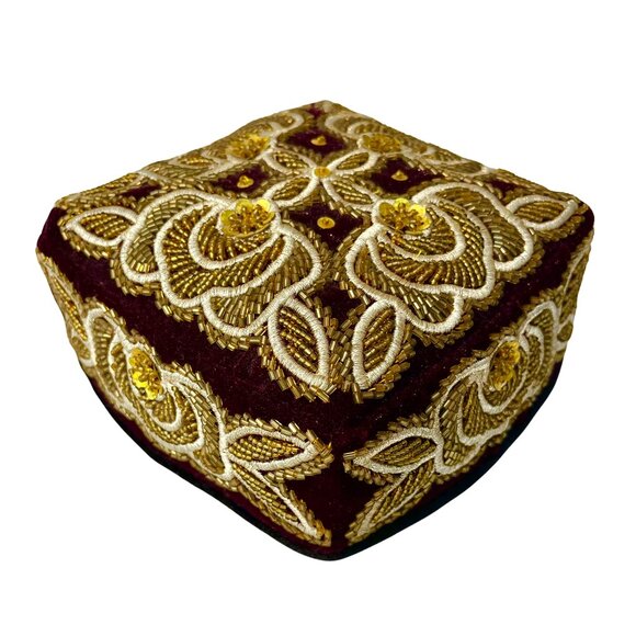 Vintage Traditional Embroidered Multicolor Uzbek Tajik Tubeteika Skullcap Hat main image 4